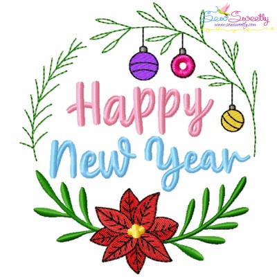 Happy New Year Frame-3 Embroidery Design Pattern-1