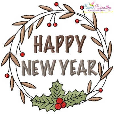 Happy New Year Frame-2 Embroidery Design Pattern-1