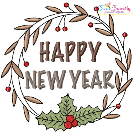 Happy New Year Frame-2 Embroidery Design Pattern