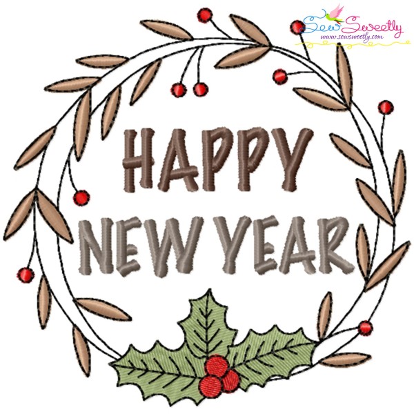 Happy New Year Frame-2 Embroidery Design Pattern-1