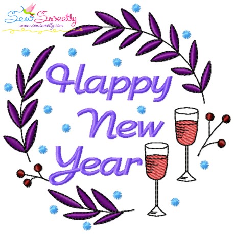 Happy New Year Frame-1 Embroidery Design Pattern-1