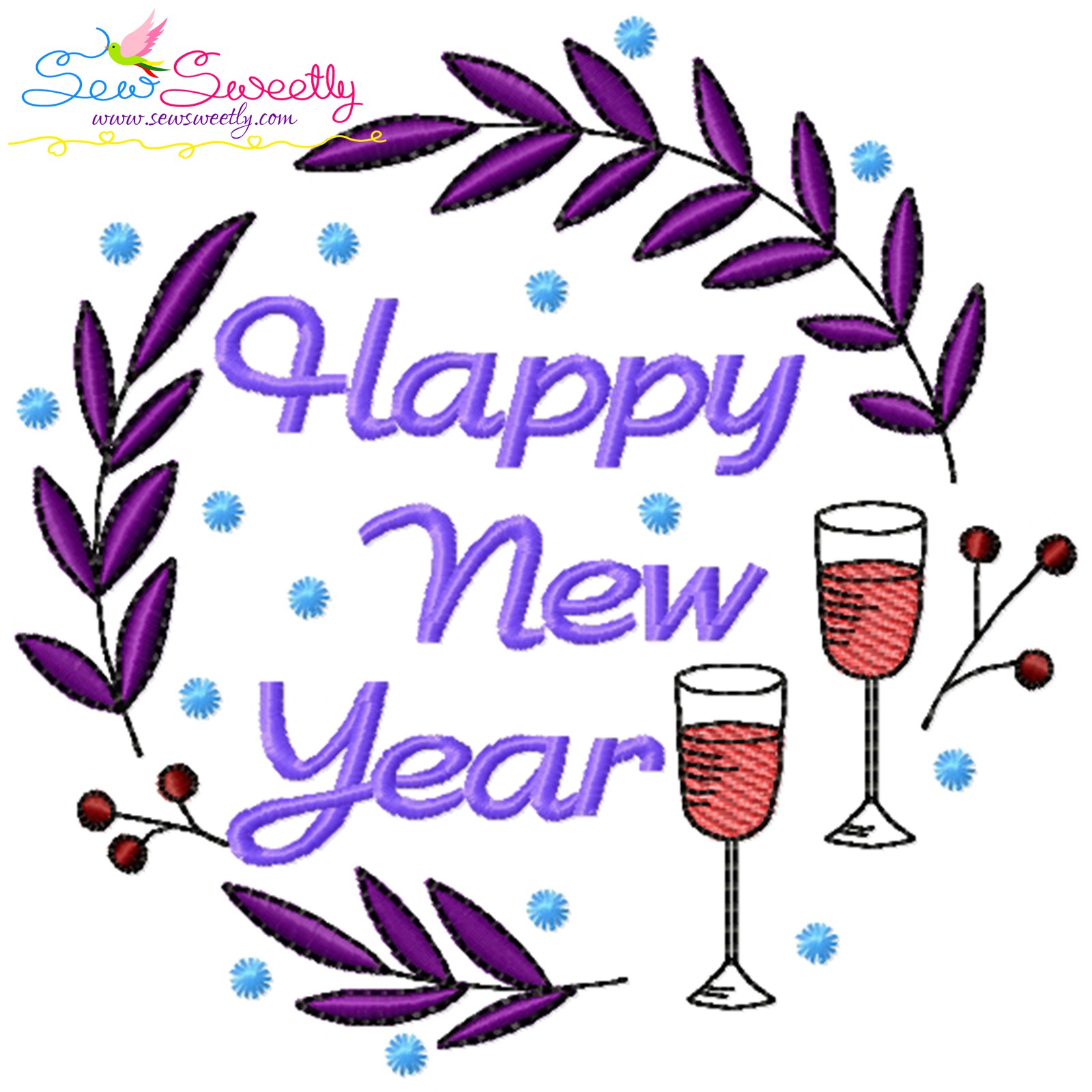 Happy New Year Frame-1 Embroidery Design | Sew Sweetly