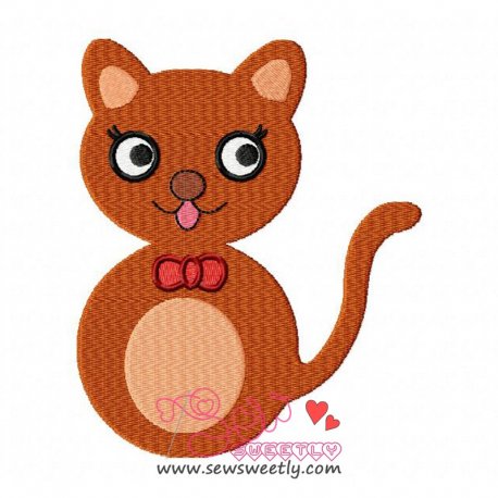Orange Cat Embroidery Design Pattern-1
