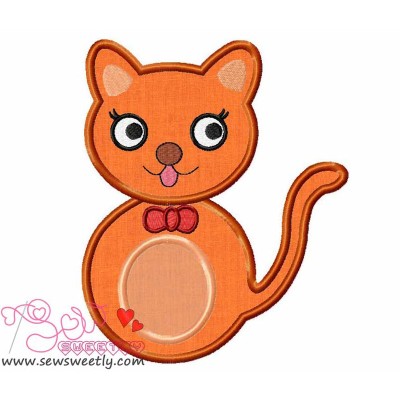 Orange Cat Applique Design Pattern-1