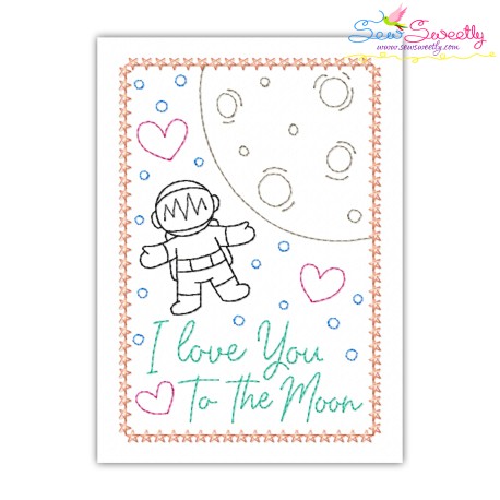 Valentine Cardstock Embroidery Design Pattern | I Love You To The Moon