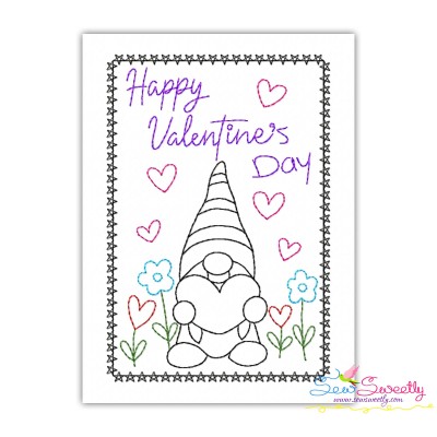 Valentine Cardstock Embroidery Design Pattern | Gnome Happy Valentine's Day-1