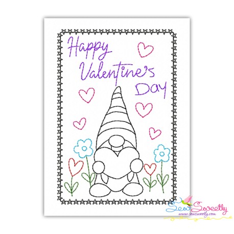 Valentine Cardstock Embroidery Design Pattern | Gnome Happy Valentine's Day
