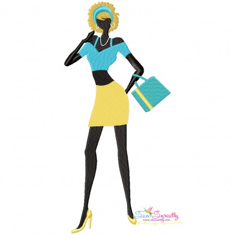 Shopping Lady-2 Embroidery Design Pattern