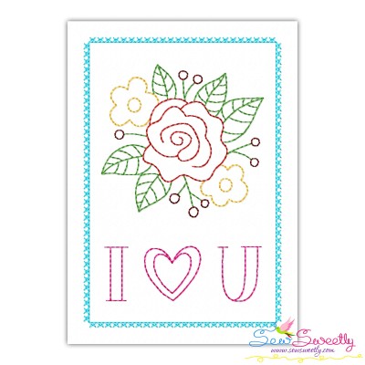 Valentine Cardstock Embroidery Design Pattern | I Heart You Flowers-1