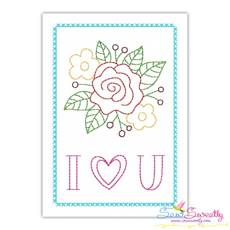 Valentine Cardstock Embroidery Design Pattern | I Heart You Flowers