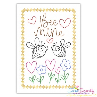Valentine Cardstock Embroidery Design Pattern | Bee Mine Valentine-1
