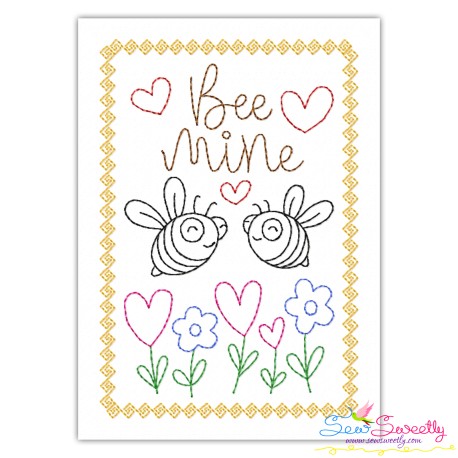 Valentine Cardstock Embroidery Design Pattern | Bee Mine Valentine
