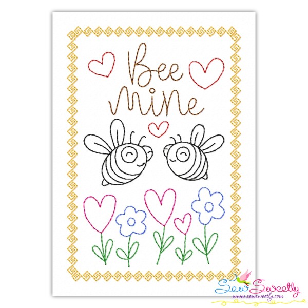 Valentine Cardstock Embroidery Design Pattern | Bee Mine Valentine-1