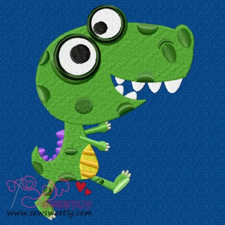 Happy Dino-2 Embroidery Design Pattern-1