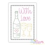 Valentine Cardstock Embroidery Design Pattern | Wine Bottle And Glasses With Love-1