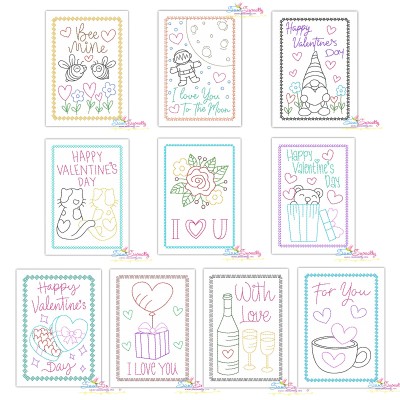 Valentine's Day Cardstock Embroidery Design Bundle- 1