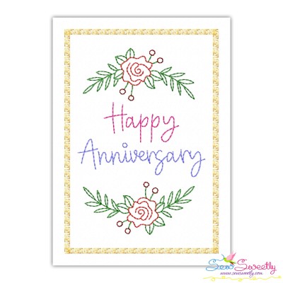 Cardstock Embroidery Design Pattern | Happy Anniversary Flowers-1