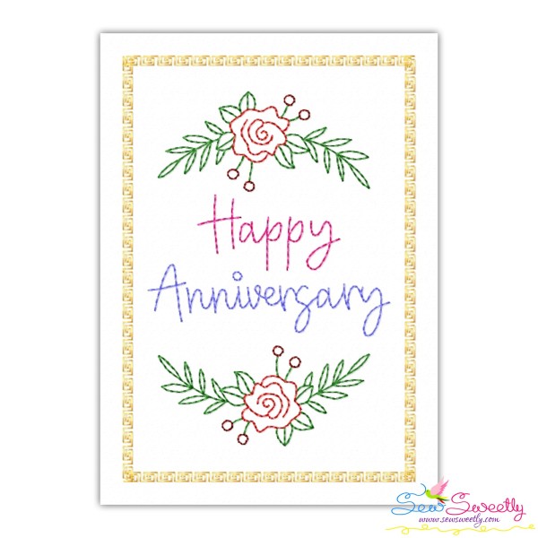 Cardstock Embroidery Design Pattern | Happy Anniversary Flowers-1