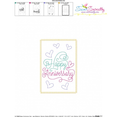 Cardstock Embroidery Design Pattern | Happy Anniversary Hearts-3