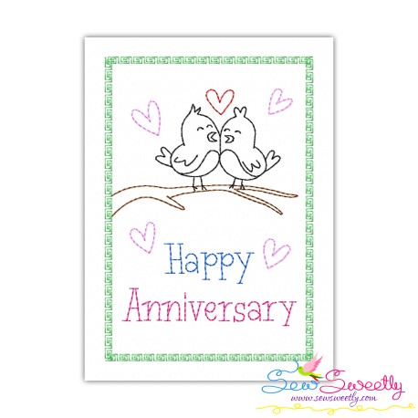Cardstock Embroidery Design Pattern | Happy Anniversary Birds-1