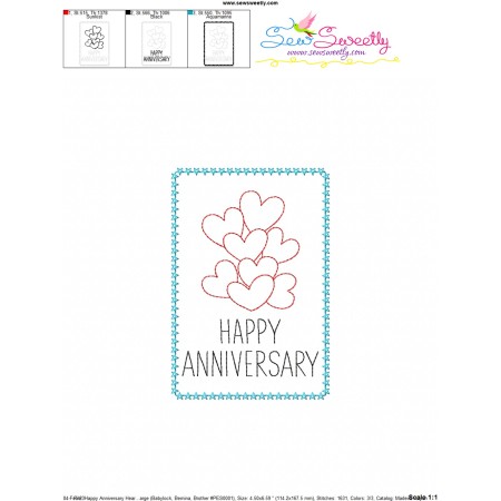 Cardstock Embroidery Design Pattern | Happy Anniversary Hearts
