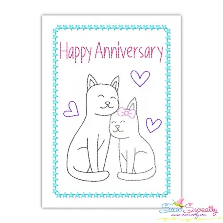 Cardstock Embroidery Design Pattern | Happy Anniversary Cats