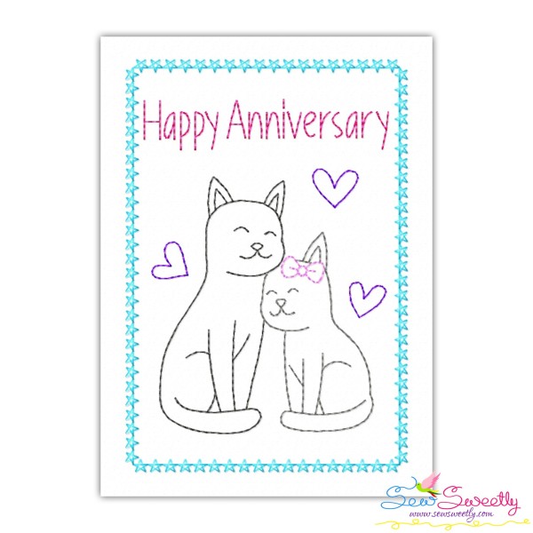 Cardstock Embroidery Design Pattern | Happy Anniversary Cats-1