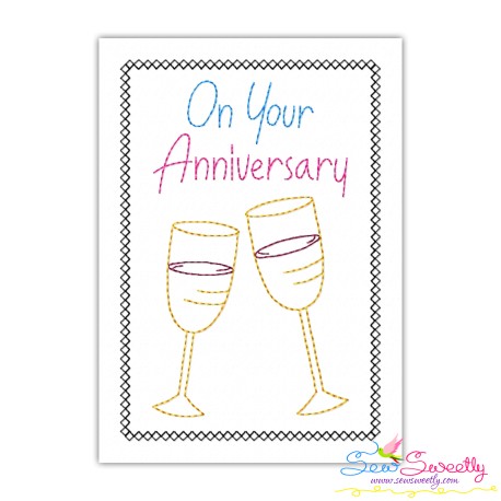 Cardstock Embroidery Design Pattern | Happy Anniversary Wine Glasses-2-1