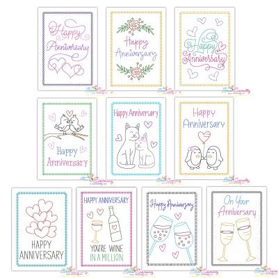 Happy Anniversary Cardstock Embroidery Design Pattern Bundle-1
