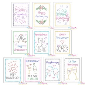 Happy Anniversary Cardstock Embroidery Design Bundle-1