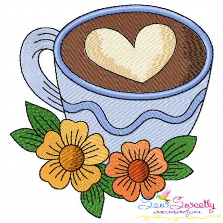 Valentine's Hot Chocolate Cup-10 Embroidery Design Pattern