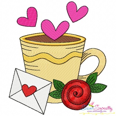 Valentine's Hot Chocolate Cup-9 Embroidery Design Pattern-1