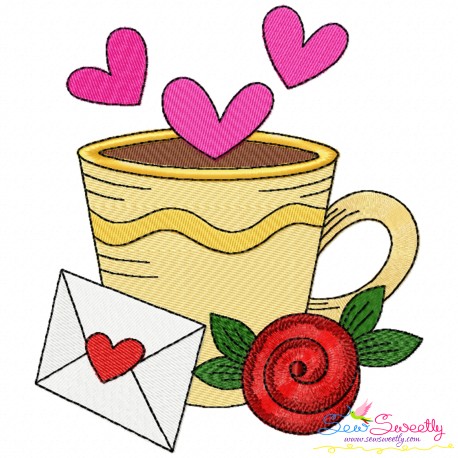 Valentine's Hot Chocolate Cup-9 Embroidery Design Pattern