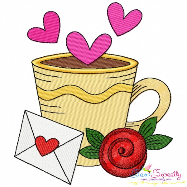 Valentine's Hot Chocolate Cup-9 Embroidery Design Pattern-1