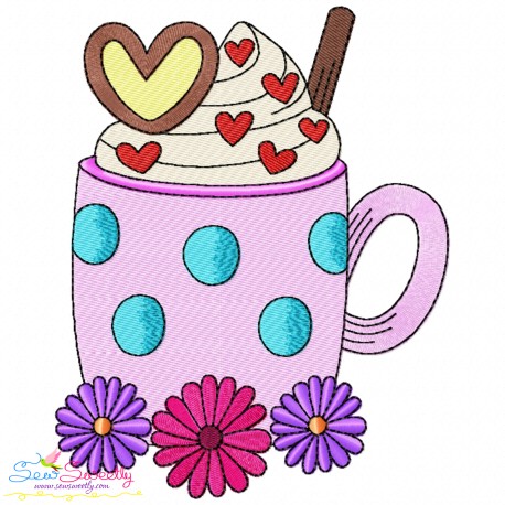 Valentine's Hot Chocolate Cup-8 Embroidery Design Pattern