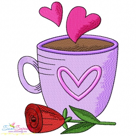 Valentine's Hot Chocolate Cup-7 Embroidery Design Pattern