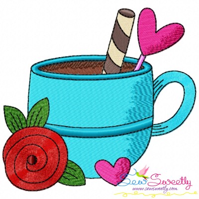 Valentine's Hot Chocolate Cup-6 Embroidery Design- 1