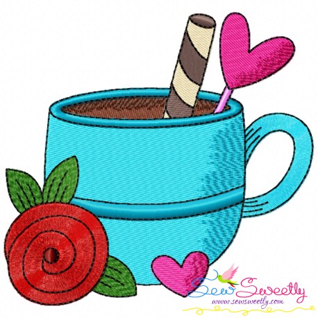 Valentine's Hot Chocolate Cup-6 Embroidery Design Pattern