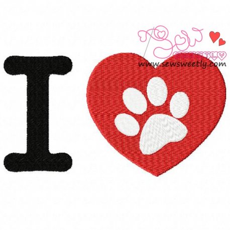 I Love My Dog-1 Embroidery Design Pattern-1