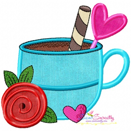 Valentine's Hot Chocolate Cup-6 Applique Design- 1