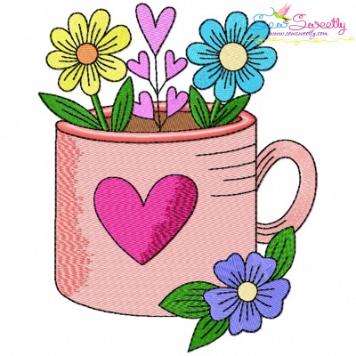 Valentine's Hot Chocolate Cup-5 Embroidery Design Pattern-1