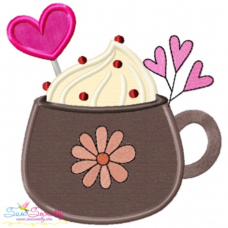 Valentine's Hot Chocolate Cup-4 Applique Design Pattern