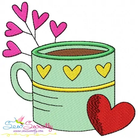 Valentine's Hot Chocolate Cup-3 Embroidery Design Pattern