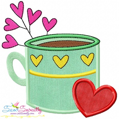 Valentine's Hot Chocolate Cup-3 Applique Design Pattern-1