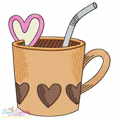 Valentine's Hot Chocolate Cup-2 Embroidery Design Pattern-1