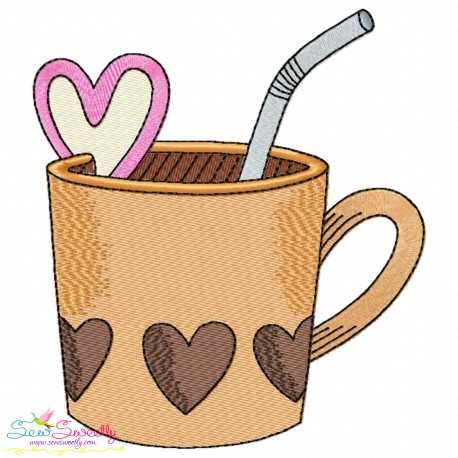 Valentine's Hot Chocolate Cup-2 Embroidery Design Pattern