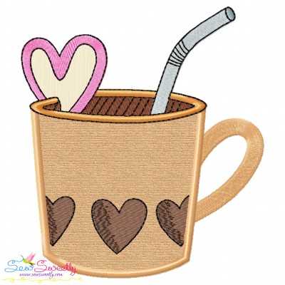 Valentine's Hot Chocolate Cup-2 Applique Design Pattern-1