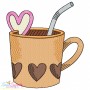 Valentine's Hot Chocolate Cups Embroidery Design Bundle-11