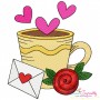 Valentine's Hot Chocolate Cups Embroidery Design Bundle-5