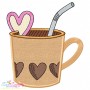 Valentine's Hot Chocolate Cups Applique Design Bundle-11